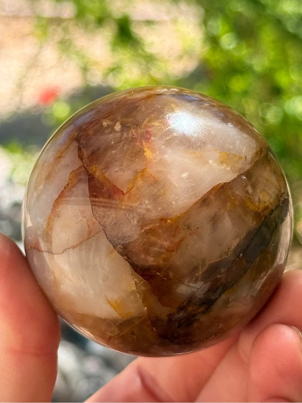 Golden Fire Quartz Sphere With Scenic Inclusions